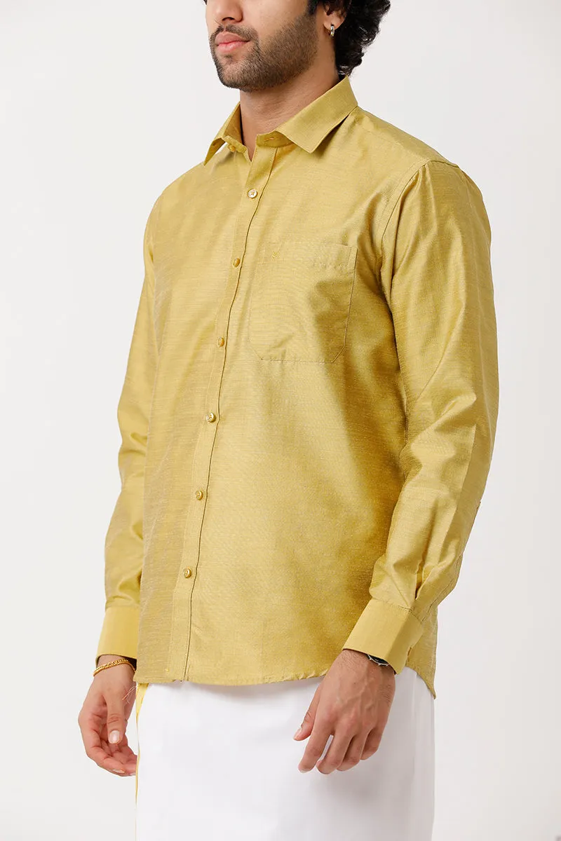 Divine - Yellow Matching Shirt and Dhoti Set For Men | Uathayam