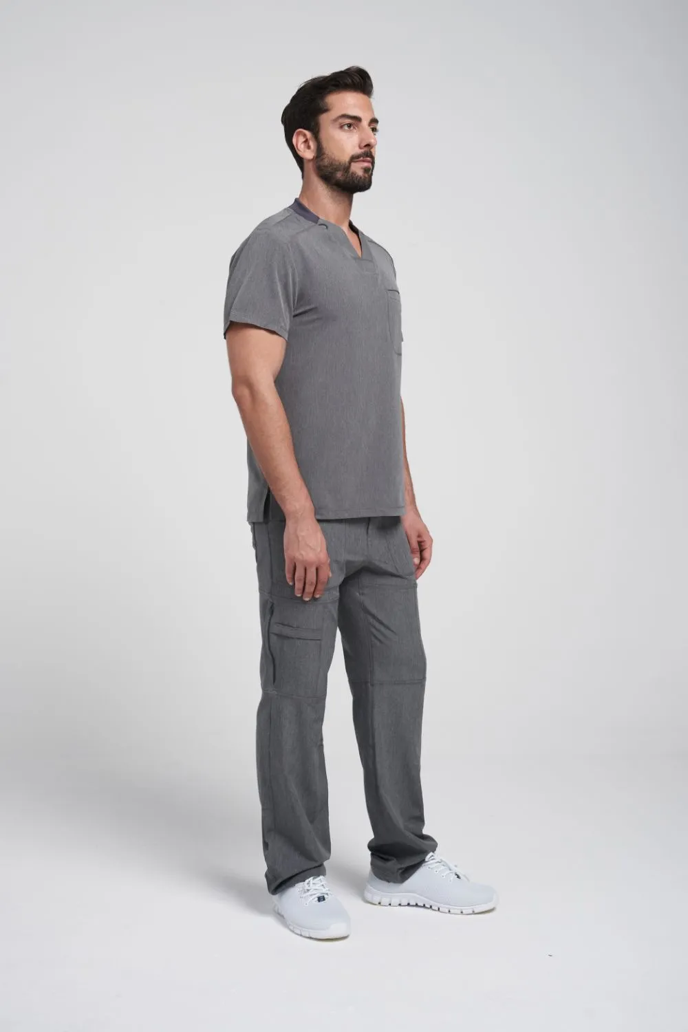 Dynamix Men's V-Neck Top & Fly Cargo Pant Scrub Set