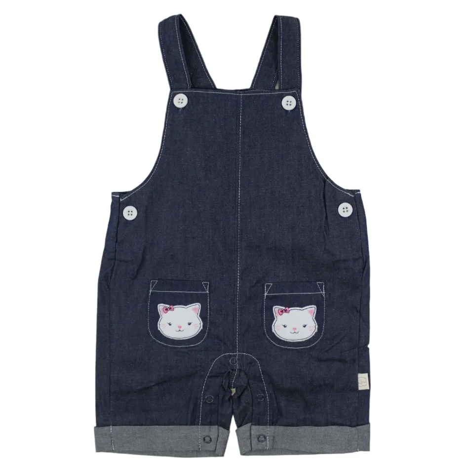 Elegant Kids 2 Pc Chambray Dungarees And T-Shirt Set - Kitty