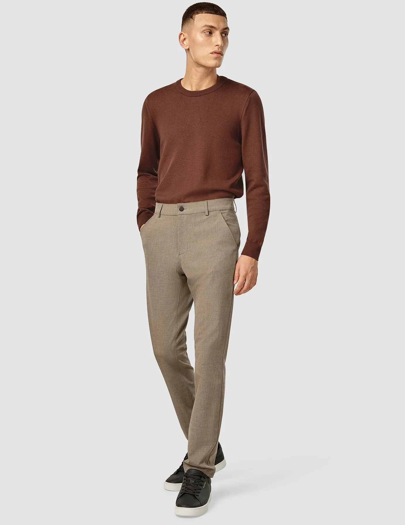 Essential Pants Slim Dark Beige Melange