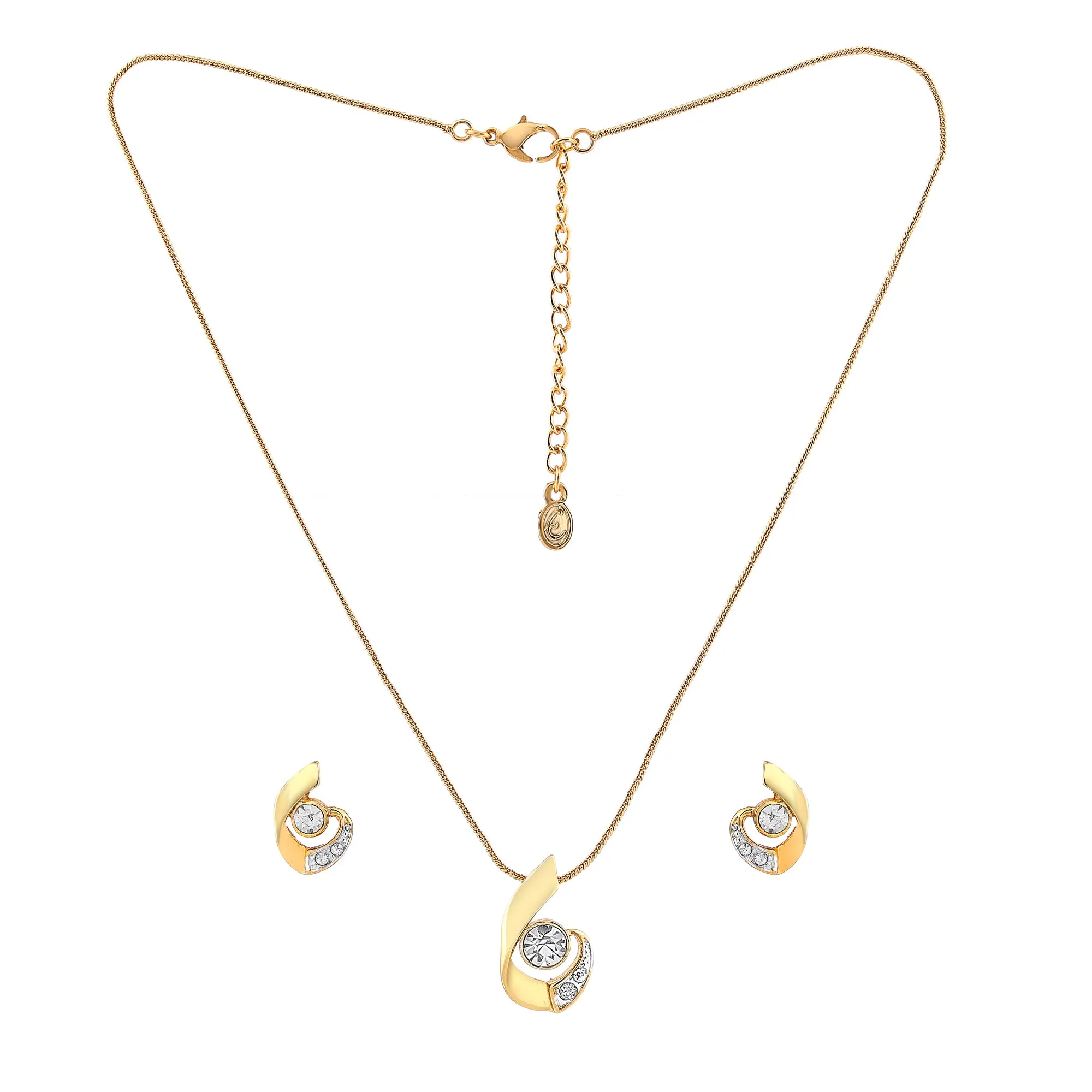 Estele 24 Kt Gold Plated with Austrian Crystal Necklace Set for Women