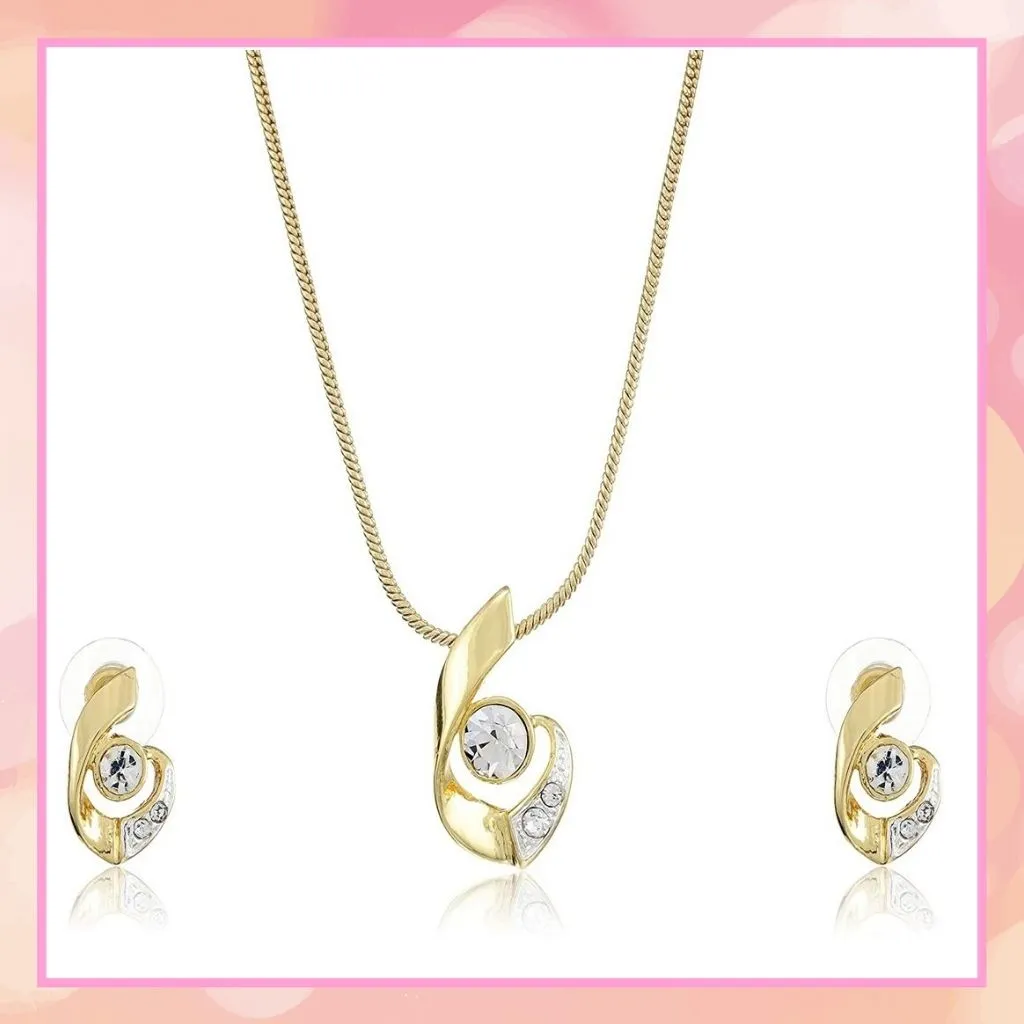 Estele 24 Kt Gold Plated with Austrian Crystal Necklace Set for Women