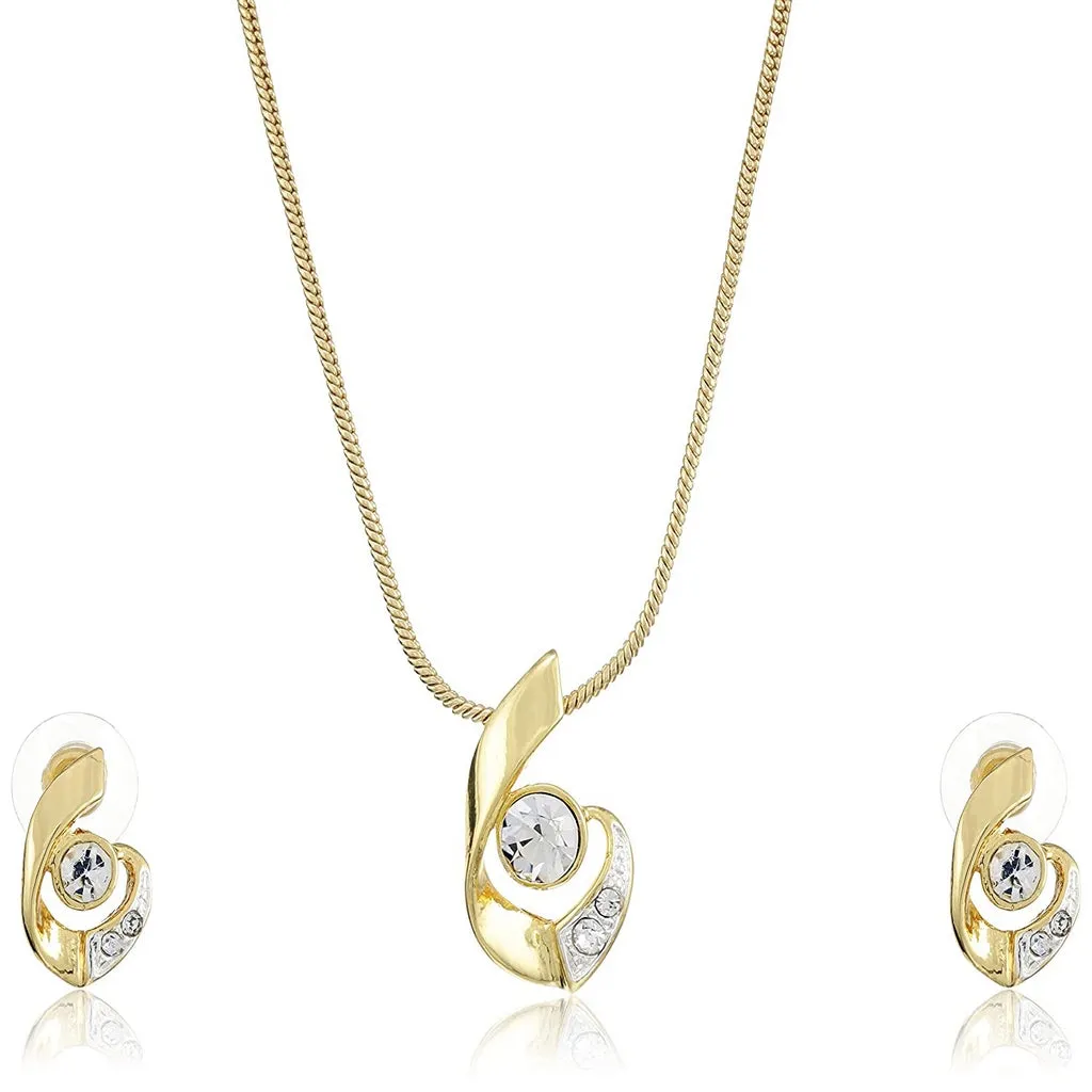 Estele 24 Kt Gold Plated with Austrian Crystal Necklace Set for Women