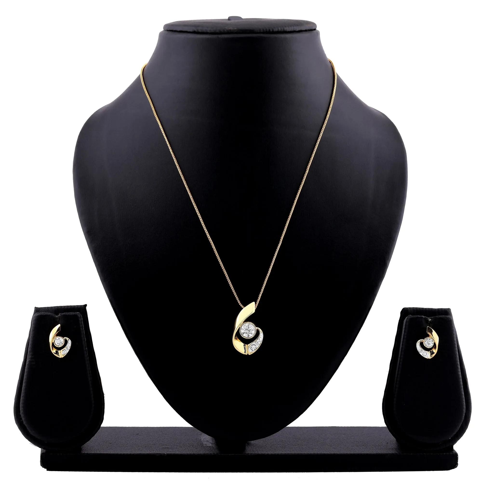 Estele 24 Kt Gold Plated with Austrian Crystal Necklace Set for Women