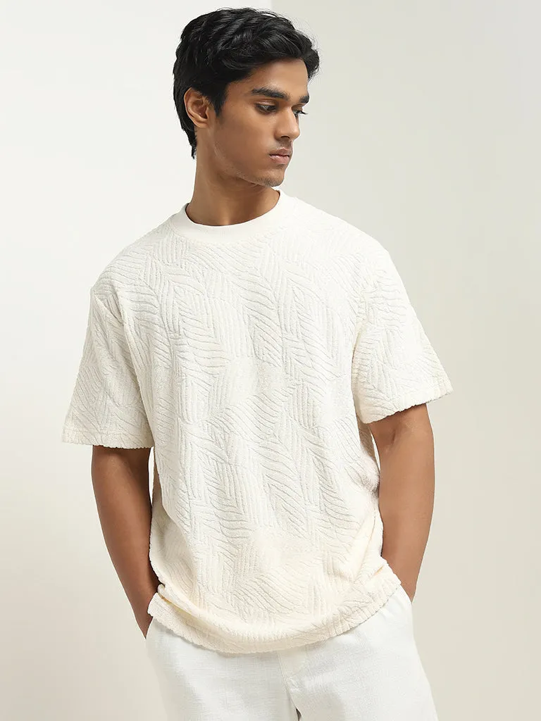 ETA Off-White Self-Textured Relaxed-Fit Cotton T-Shirt