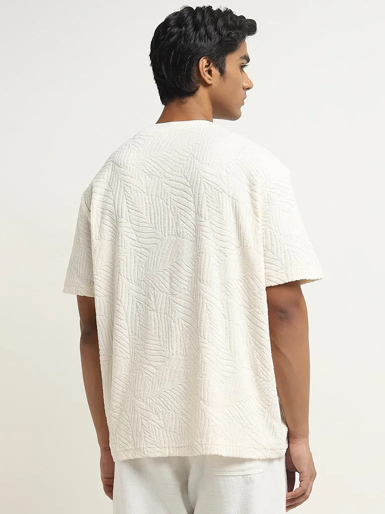 ETA Off-White Self-Textured Relaxed-Fit Cotton T-Shirt