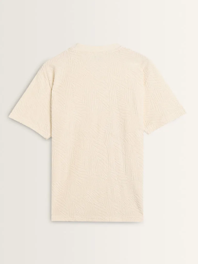 ETA Off-White Self-Textured Relaxed-Fit Cotton T-Shirt