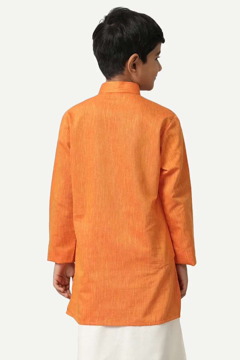 Exotic - Orange Kurta and Matching Fixit Dhoti 2 In 1 Set For Kids | Uathayam