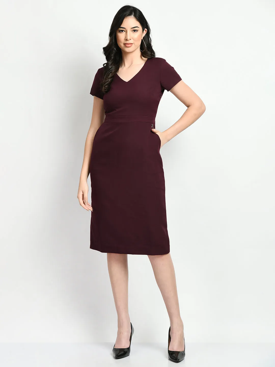 Exude Composure Sheath Dress (Wine)