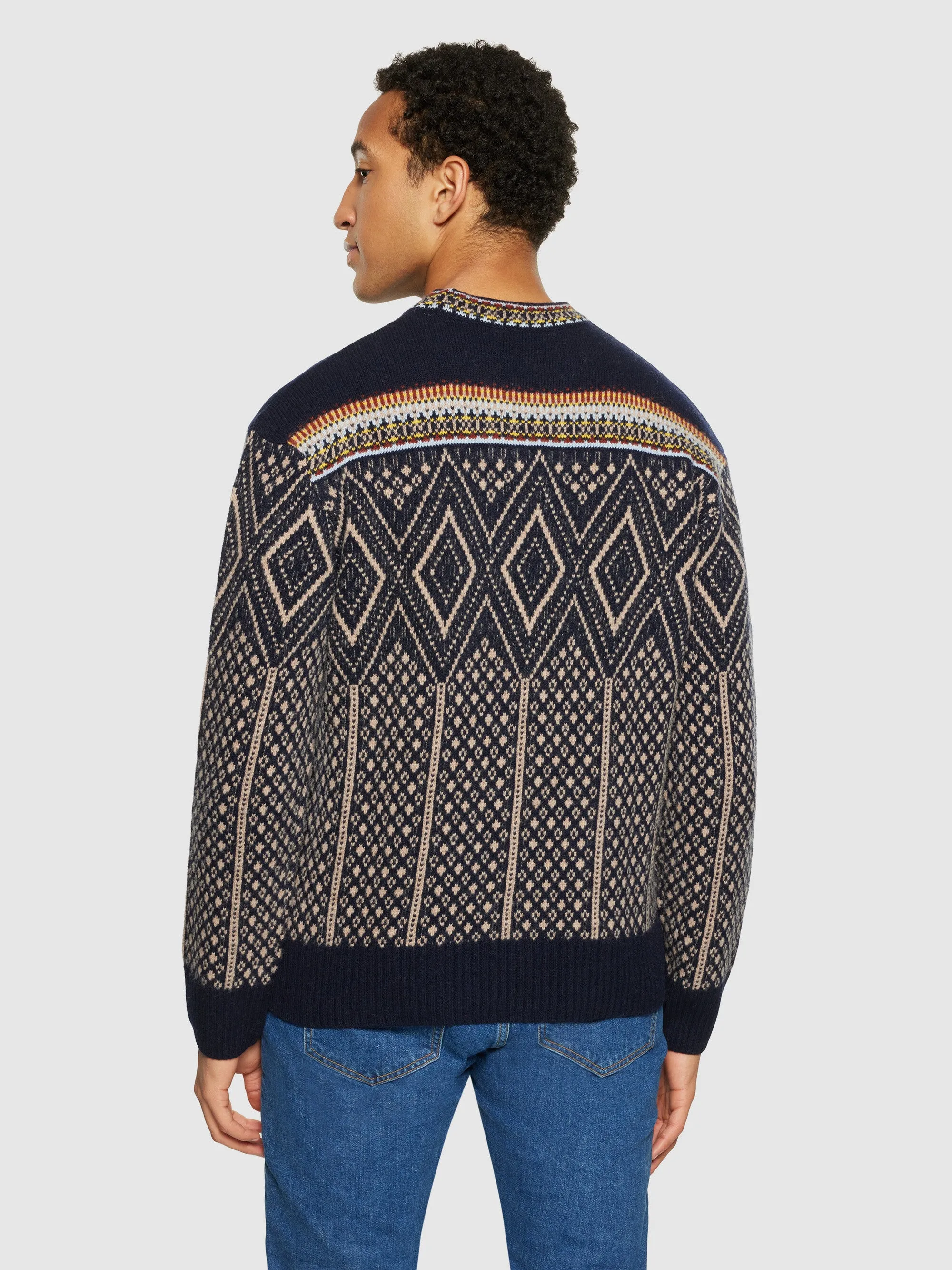 Fair Isle crew neck lambswool knit - RWS - Blue