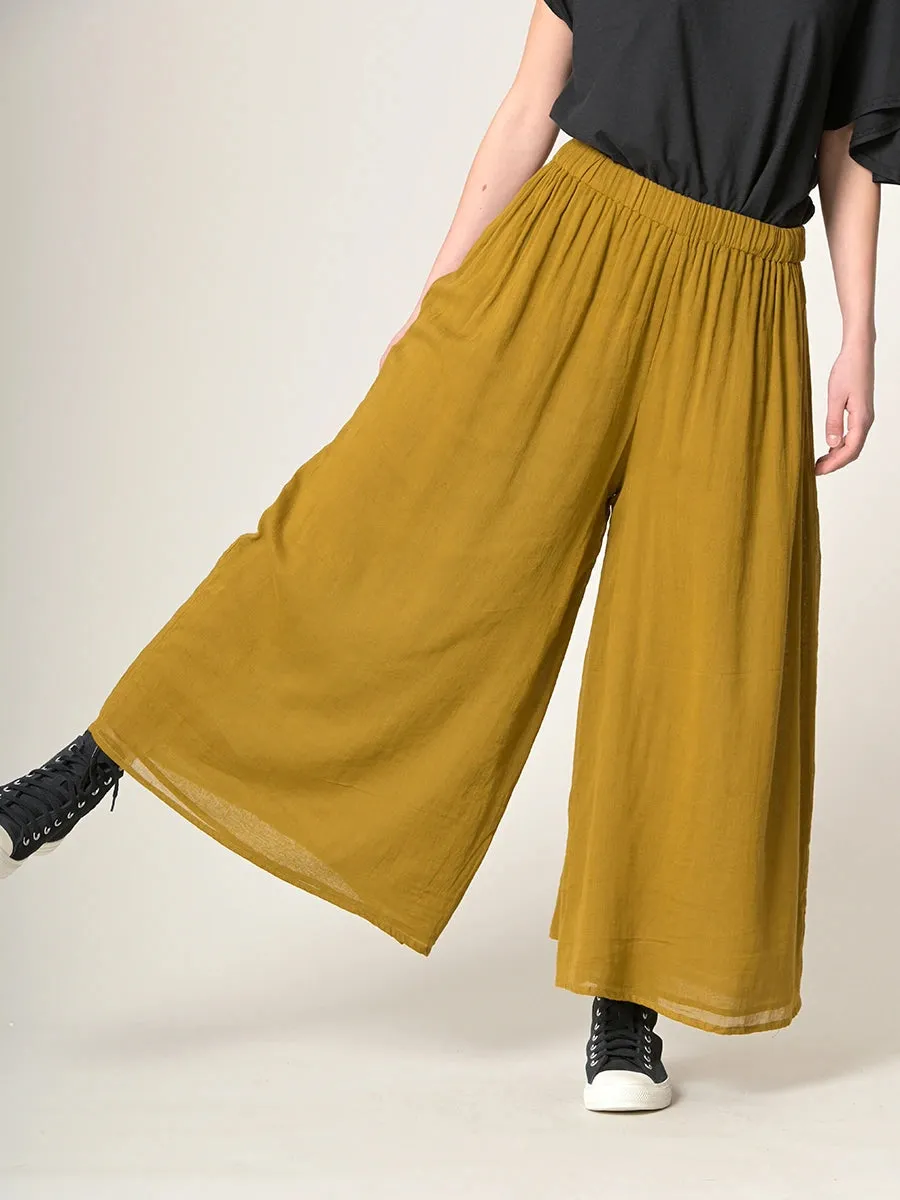 Fine Cotton Muslin Wide Leg Trousers