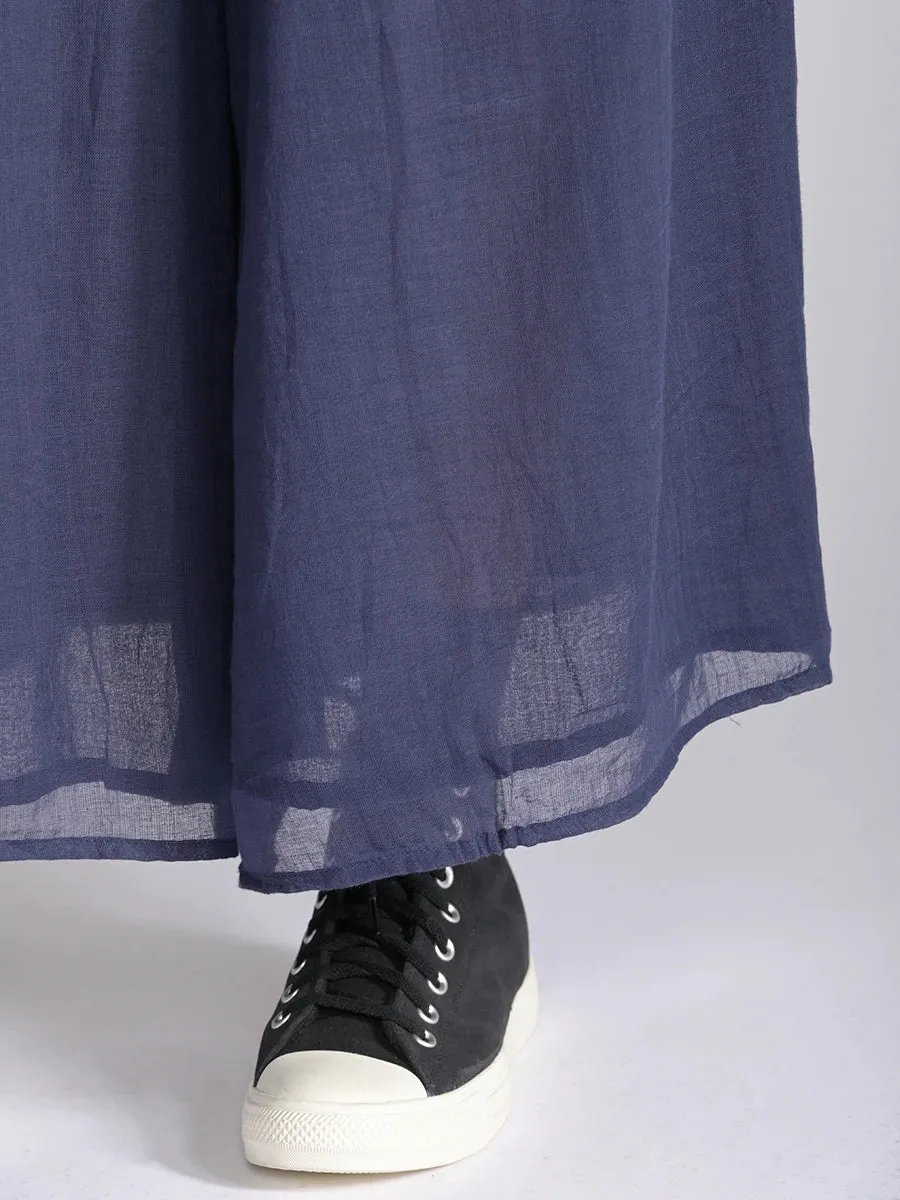 Fine Cotton Muslin Wide Leg Trousers