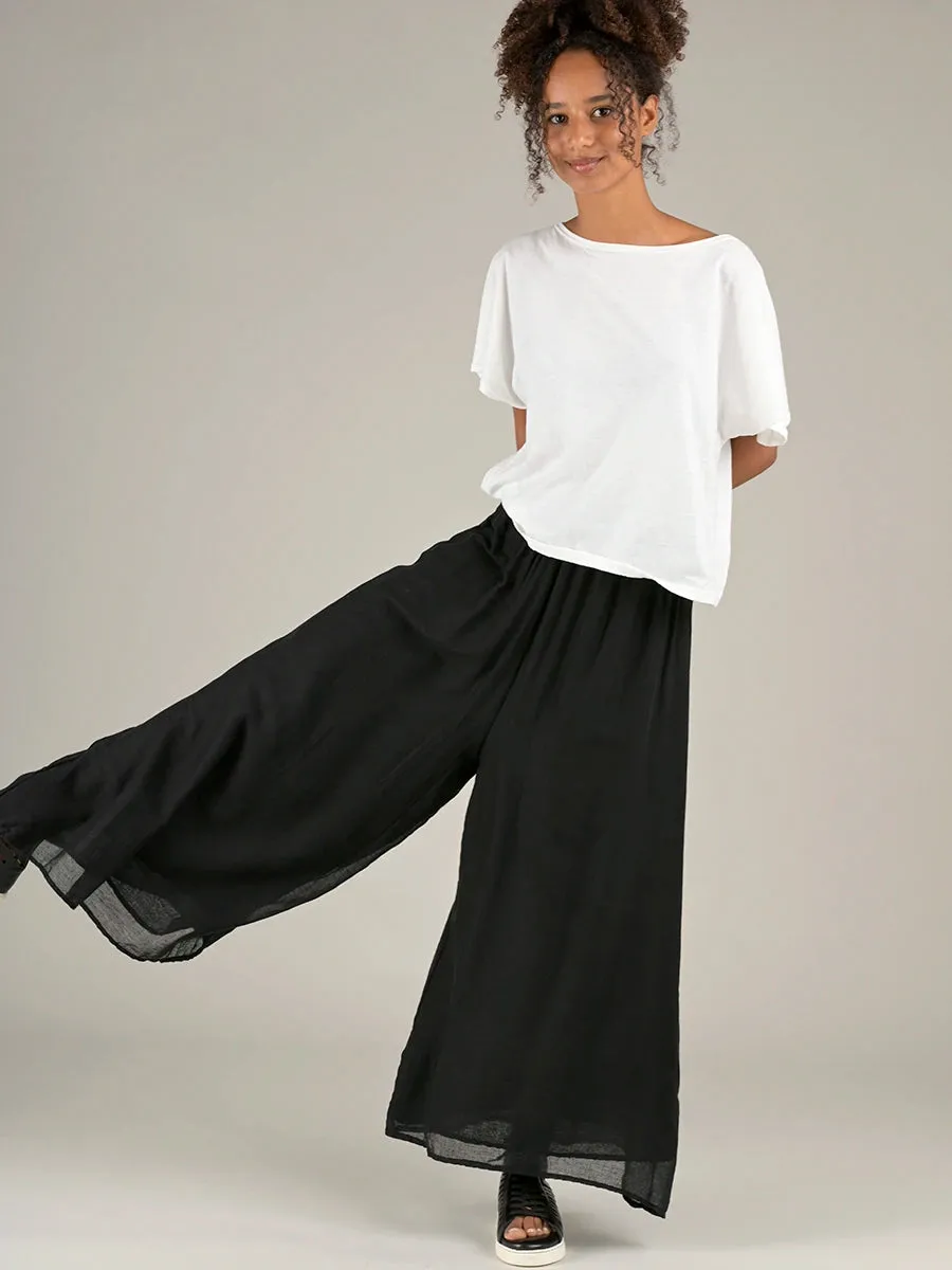 Fine Cotton Muslin Wide Leg Trousers