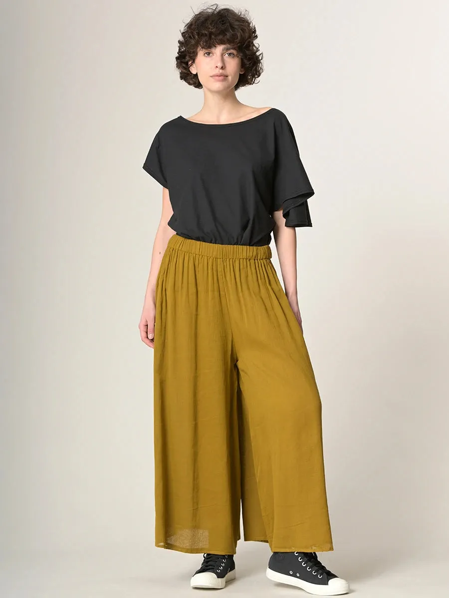 Fine Cotton Muslin Wide Leg Trousers