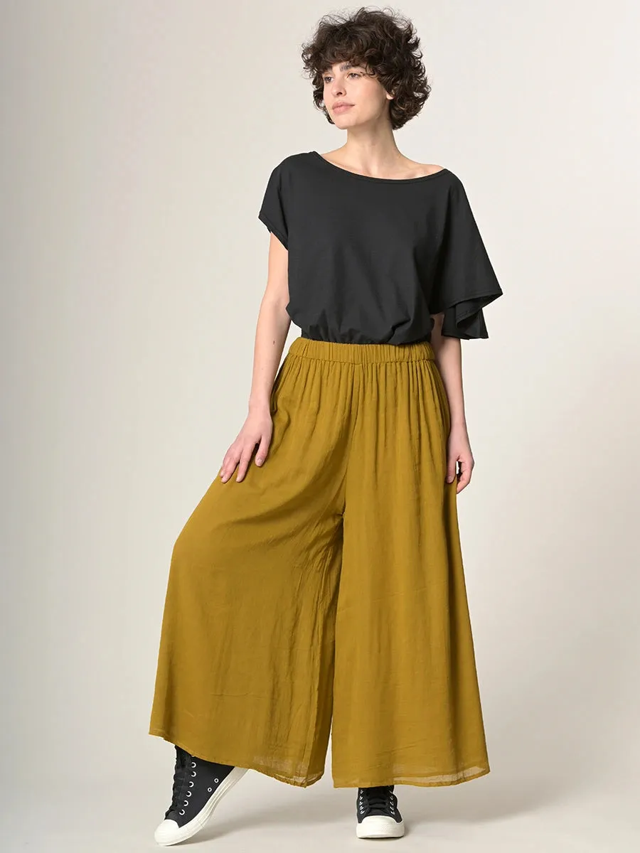 Fine Cotton Muslin Wide Leg Trousers