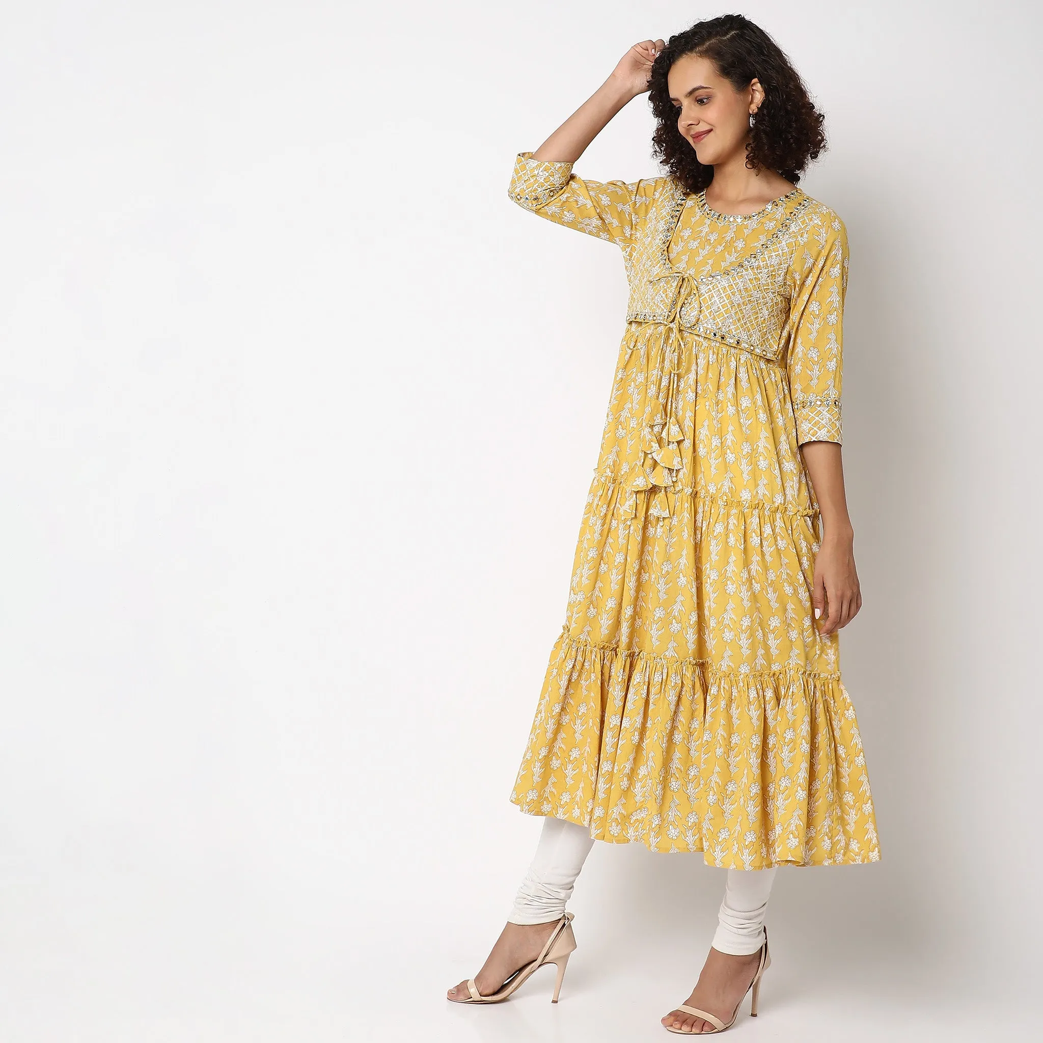 Flare Fit Embroidered Kurta