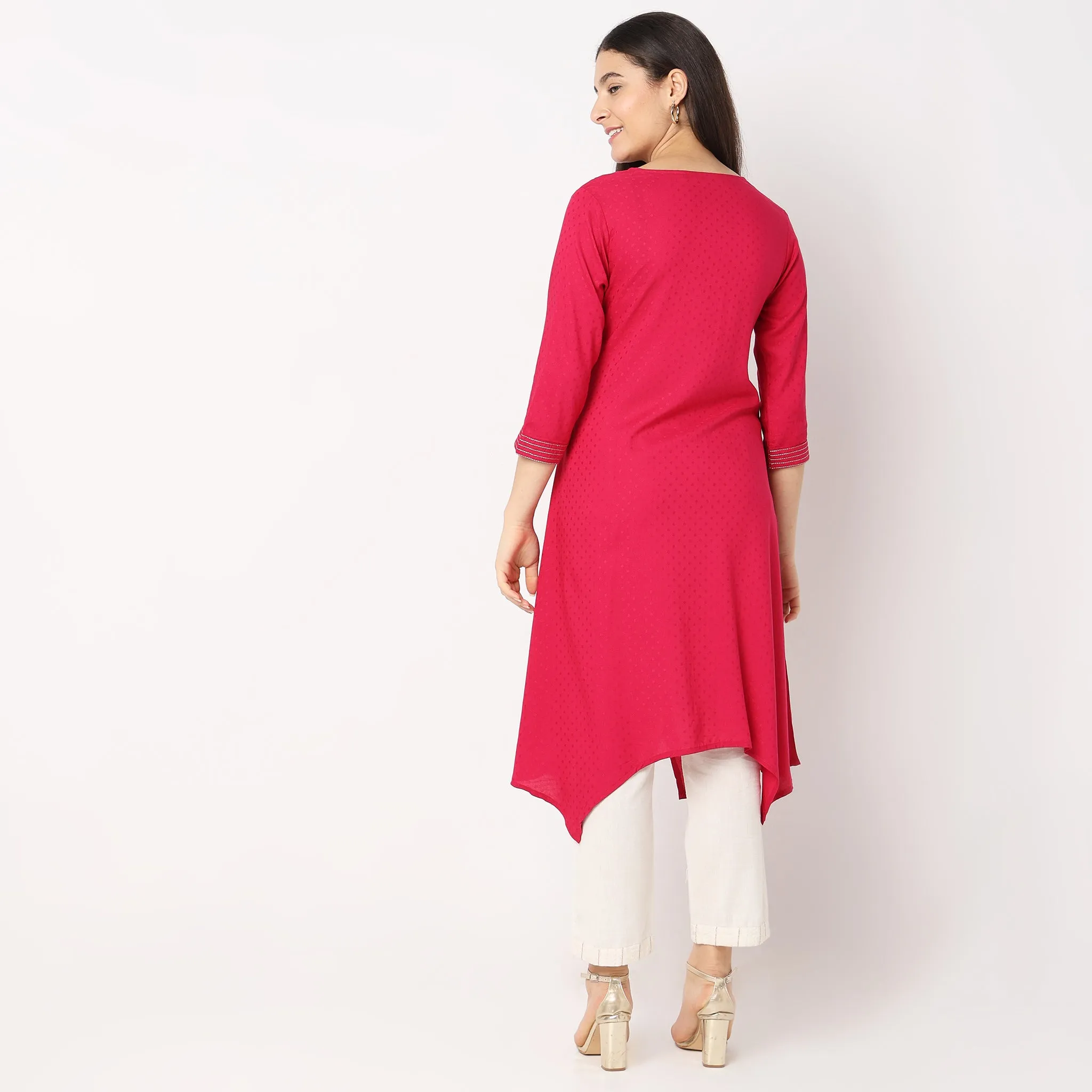 Flare Fit Embroidered Kurta