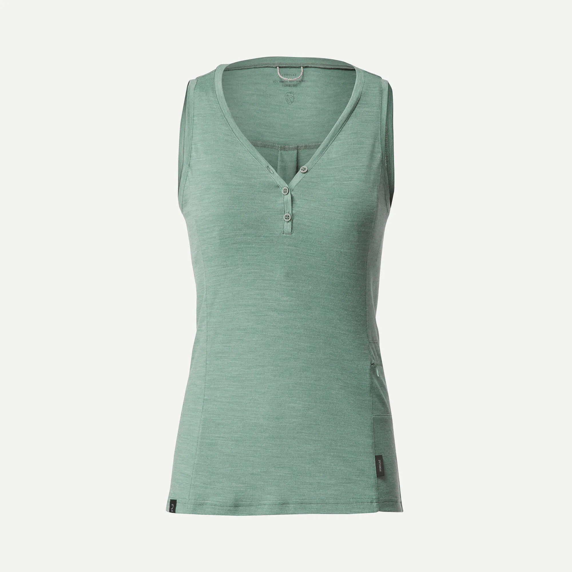 Forclaz Women's merino wool Backpacking & travel tank top- Travel 500