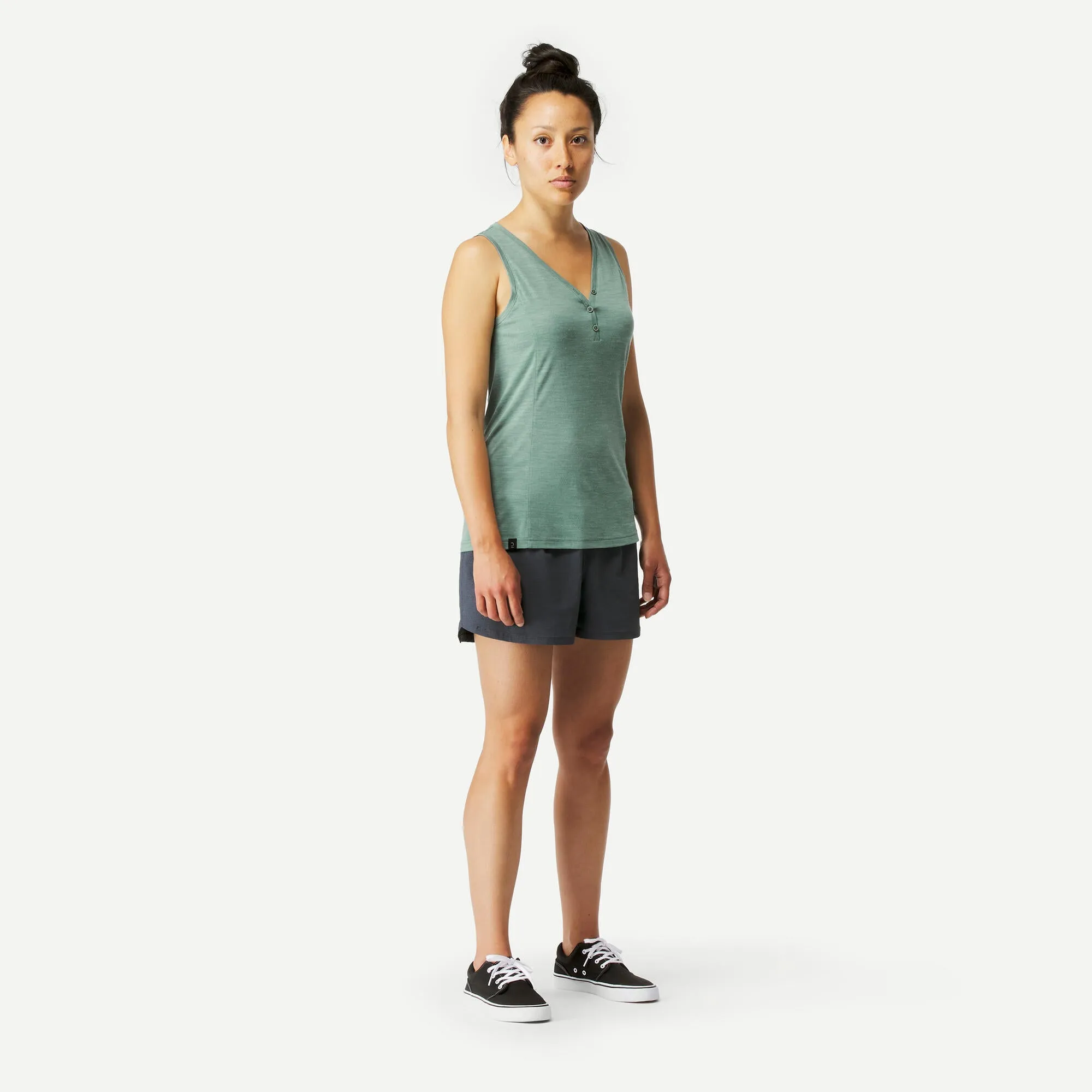 Forclaz Women's merino wool Backpacking & travel tank top- Travel 500