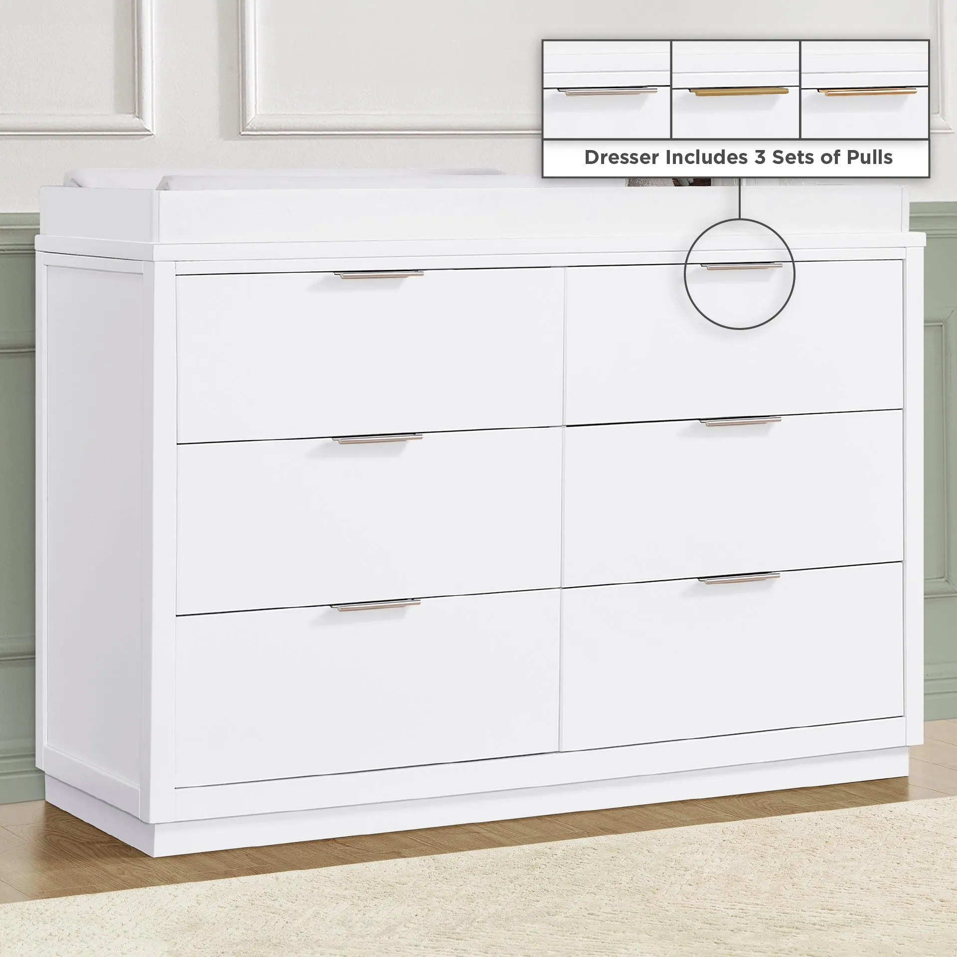 Forever 6 Drawer Dresser with Changing Top and Interlocking Drawers - Classic Collection