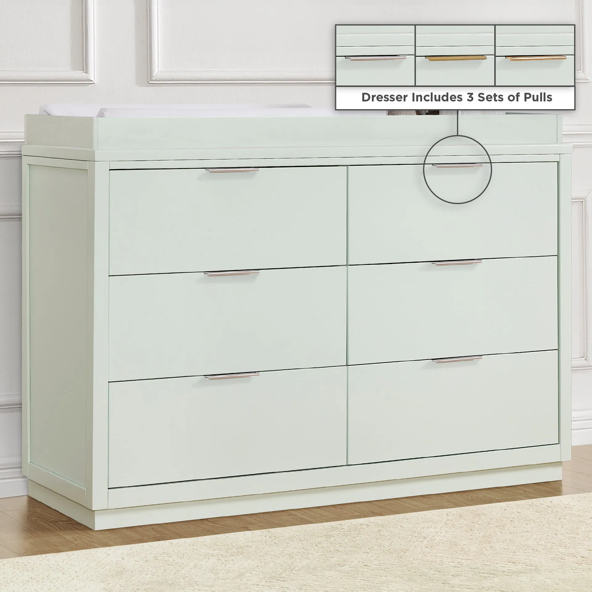 Forever 6 Drawer Dresser with Changing Top and Interlocking Drawers - Classic Collection