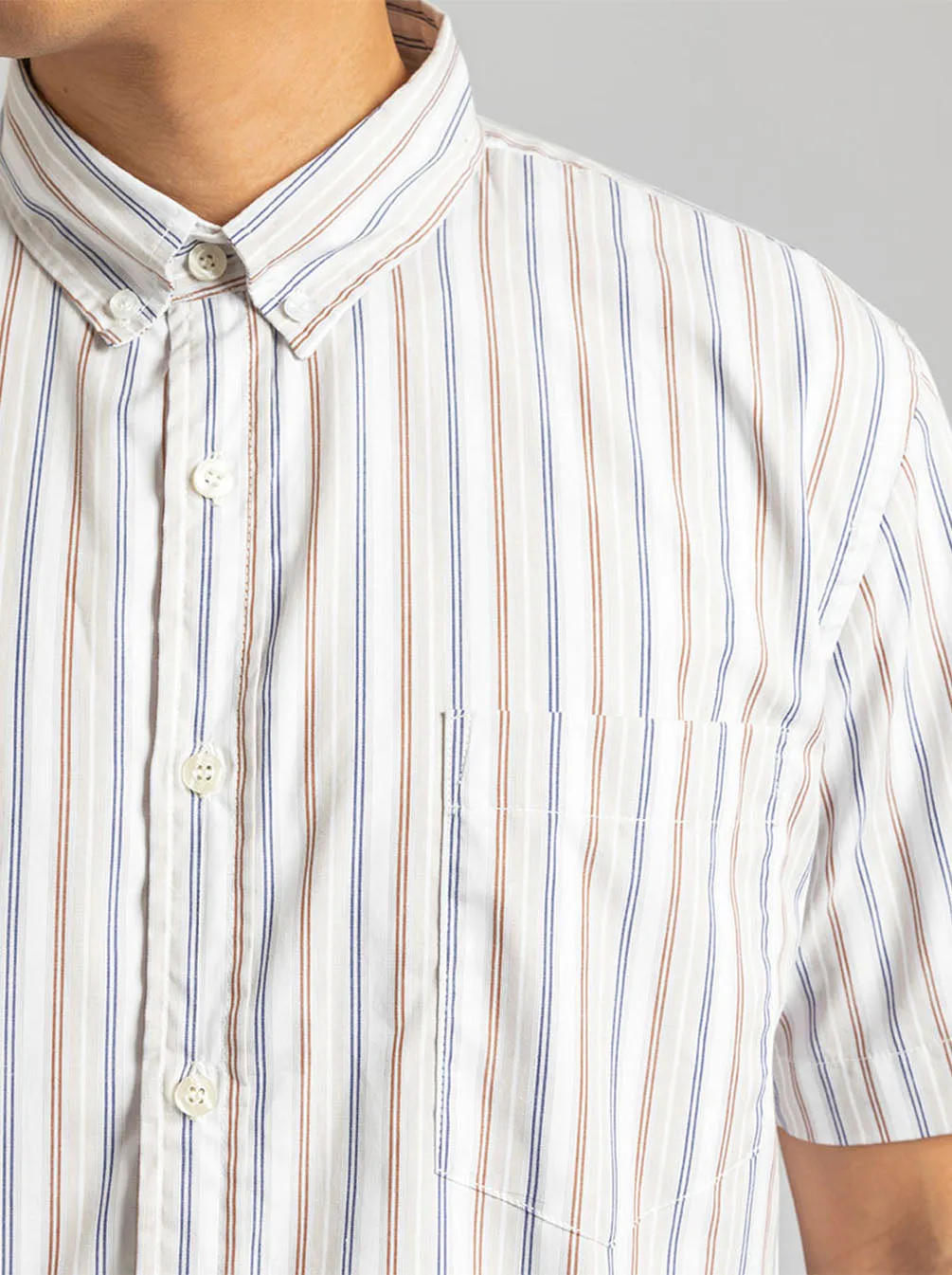 GALEN SHORT SLEEVE SHIRT RED BLUE STRIPE