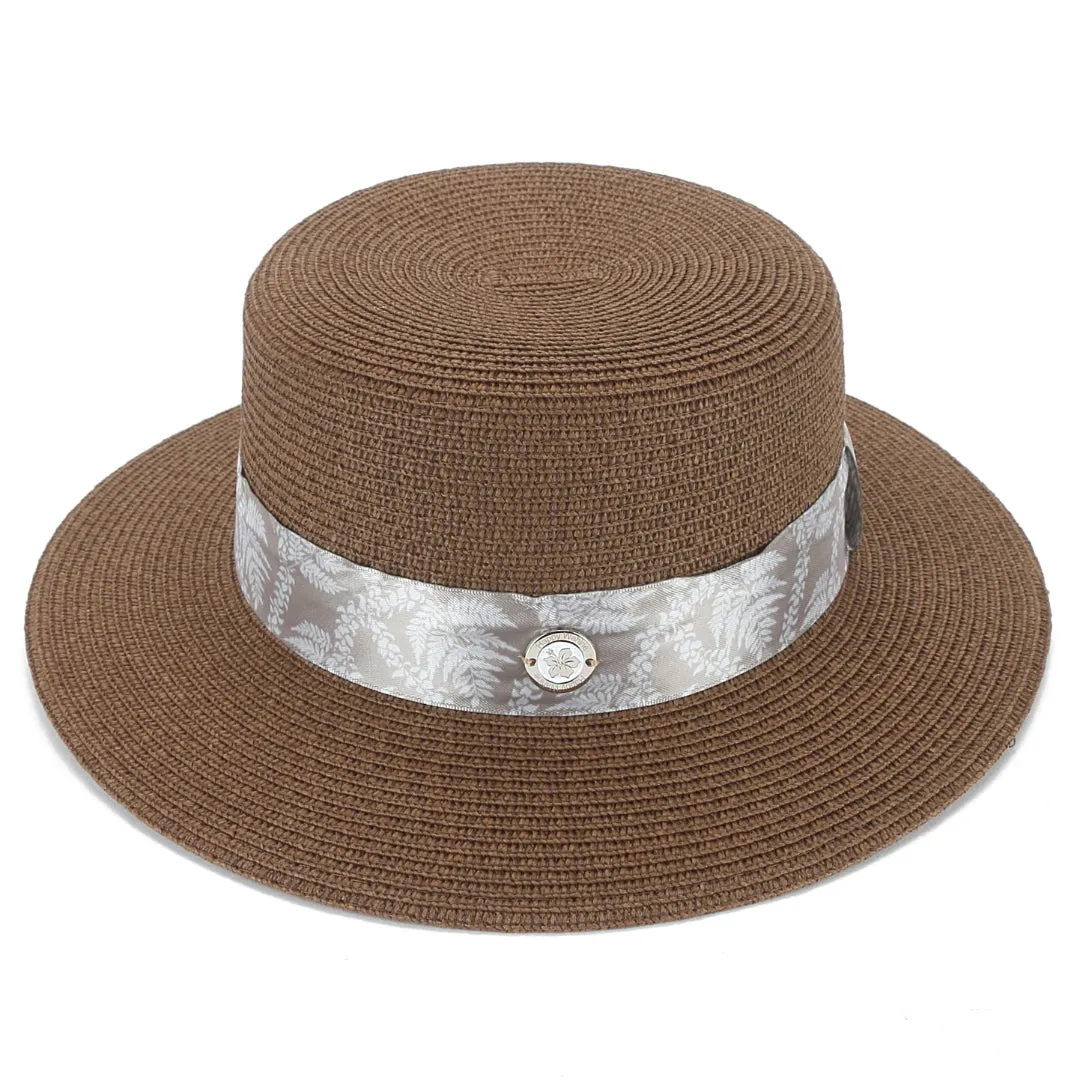 Hat Lily Dark Brown Fern Lei Brown