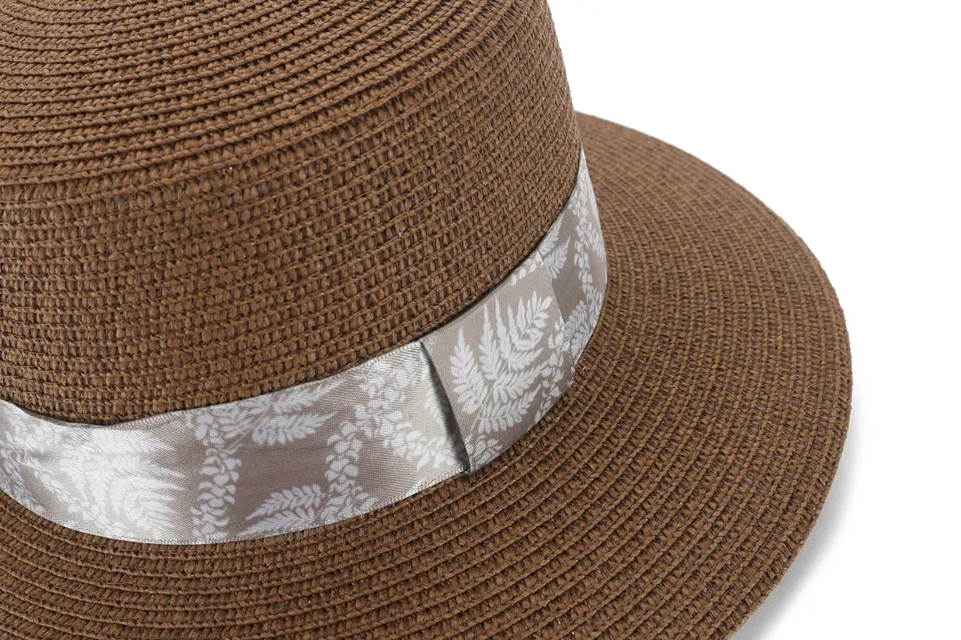 Hat Lily Dark Brown Fern Lei Brown