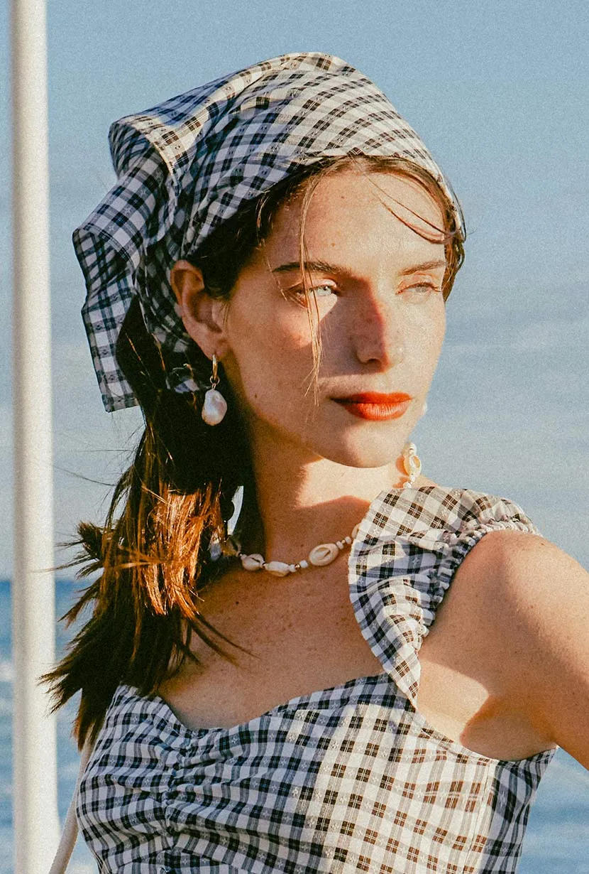 Head / Neck Scarf - Black Gingham