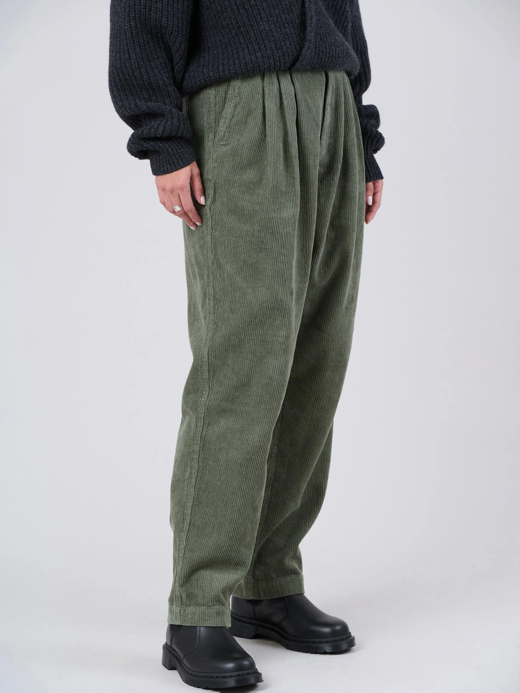 Hemp Organic Cotton Corduroy Front Pleats Trousers