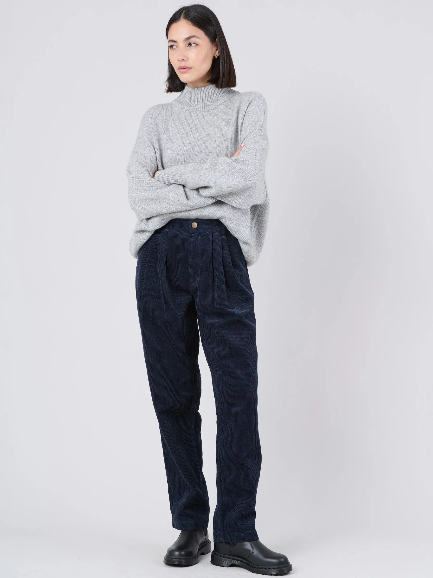 Hemp Organic Cotton Corduroy Front Pleats Trousers