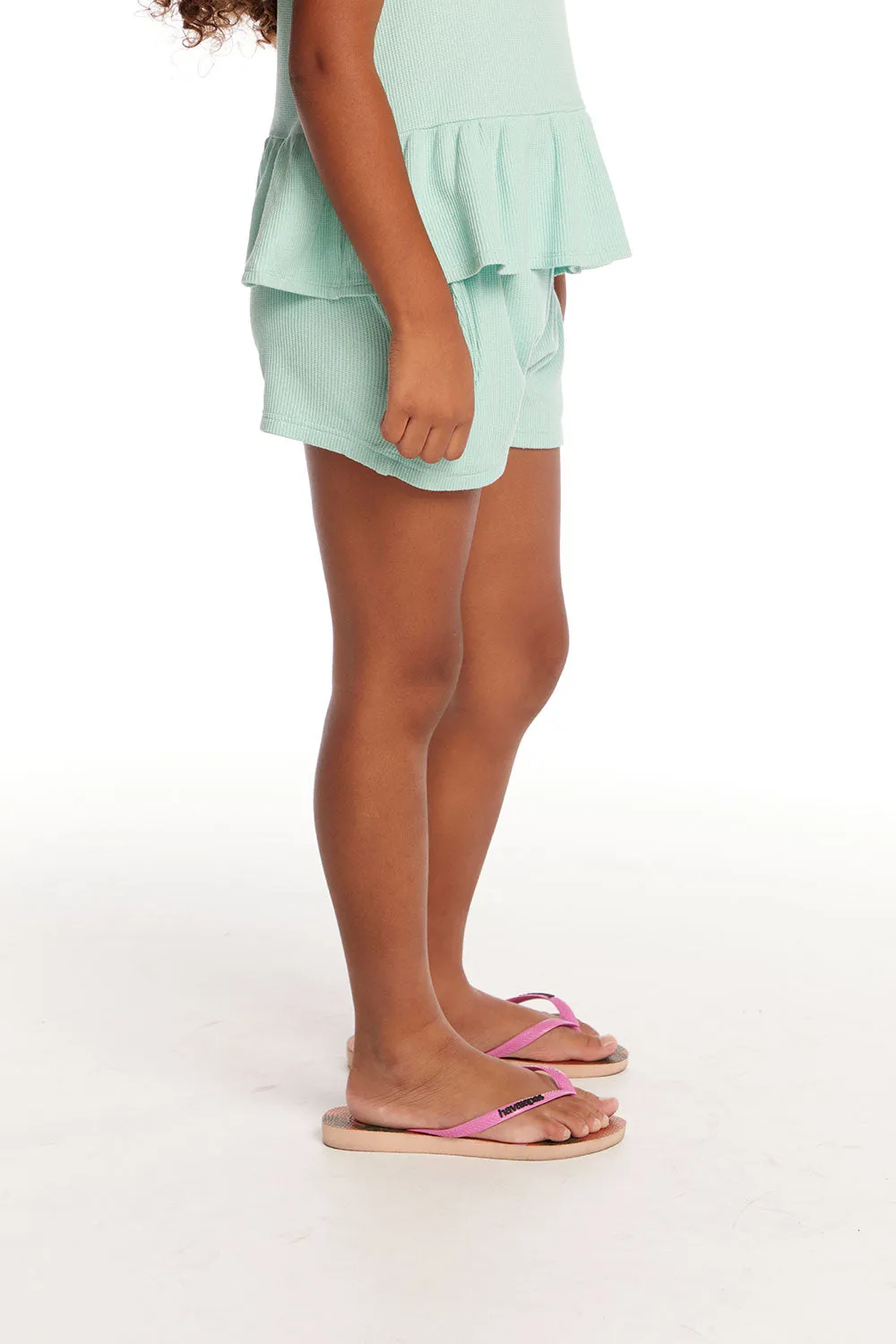 Jade Spring Bud Waffle Knit Girls Short