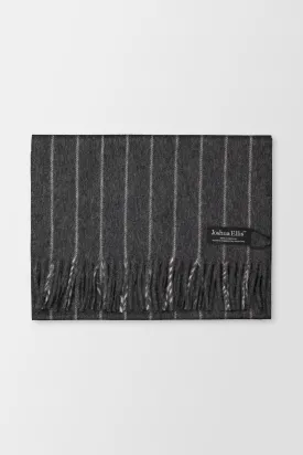 Joshua Ellis Mid Steel/White Grey Chalkstripe Scarf