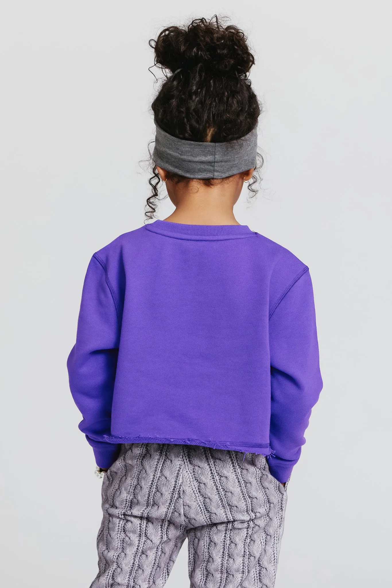 Kids Raw Hem Cropped Crew in Labyrinth