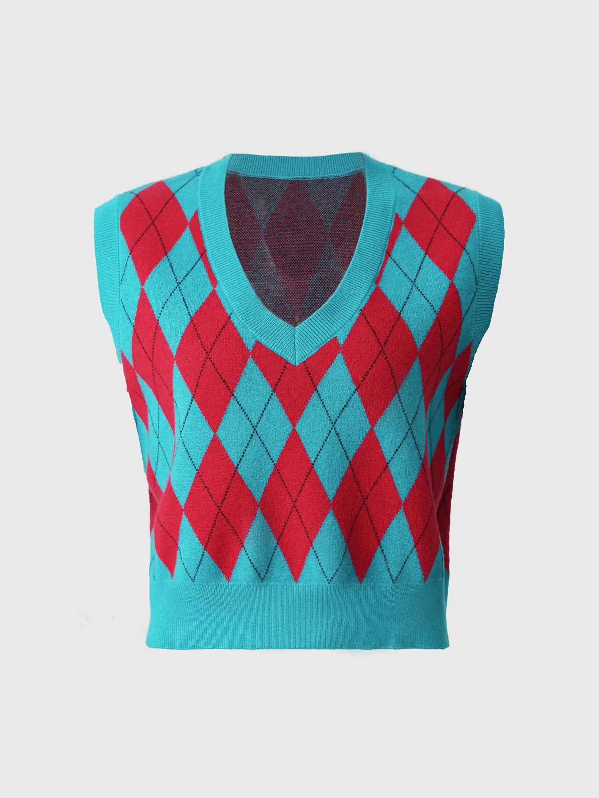 Knitted Diamond V-neck Vest