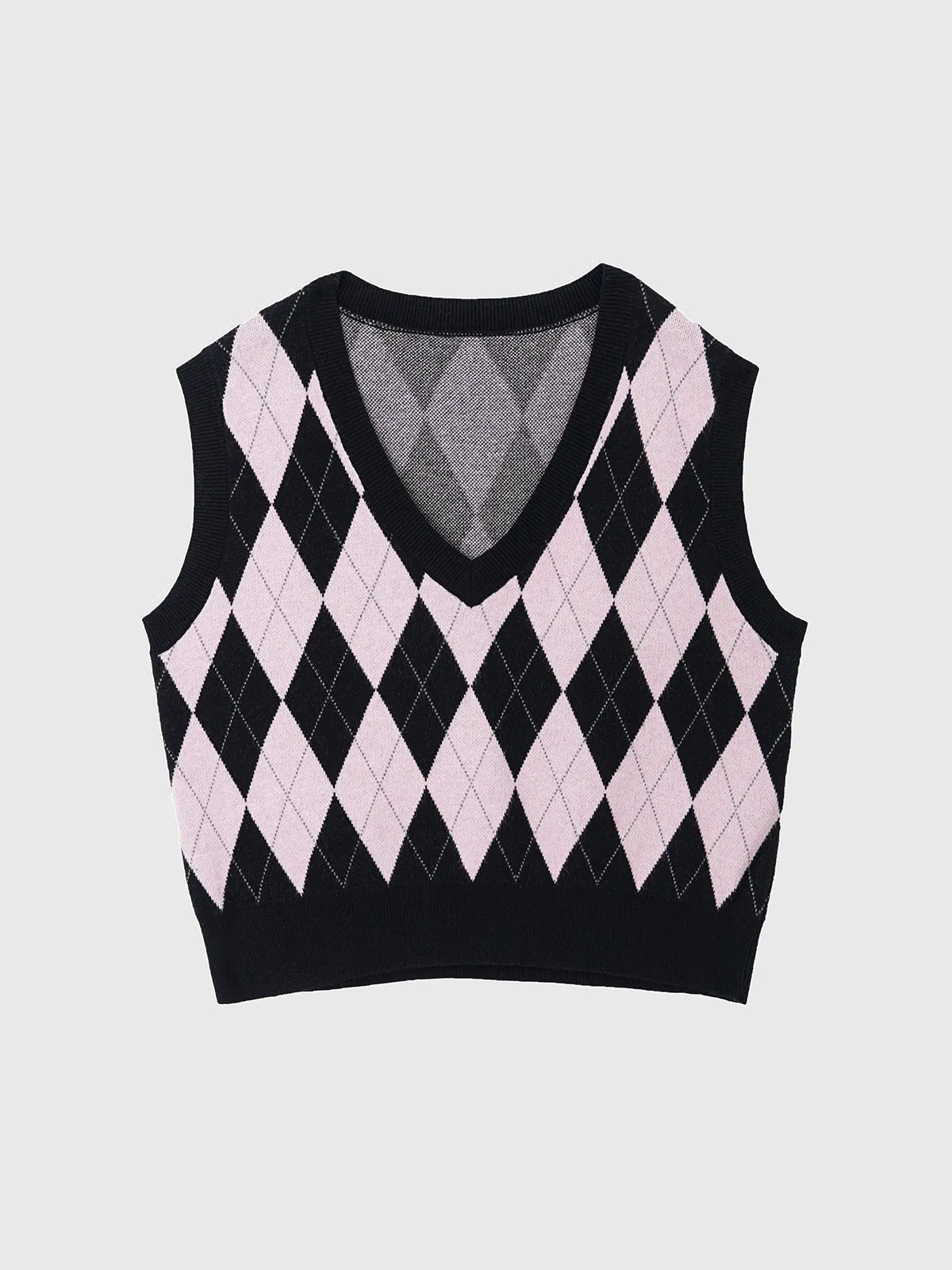 Knitted Diamond V-neck Vest