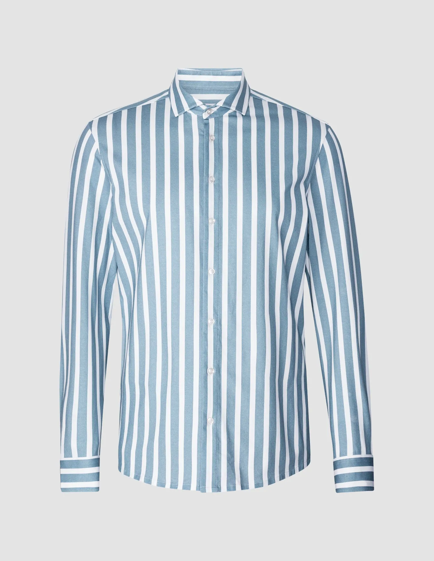 Lightweight Classic Shirt Bold Stripes Light Blue Slim