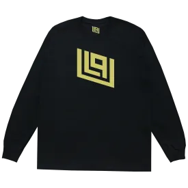 Optimized Title: Stylish LPU Distortion Black Long Sleeve Top with Enhanced Design