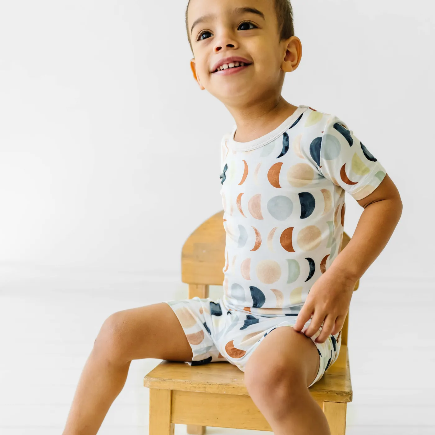 Luna Neutral Two-Piece Short Sleeve & Shorts Pajama Set