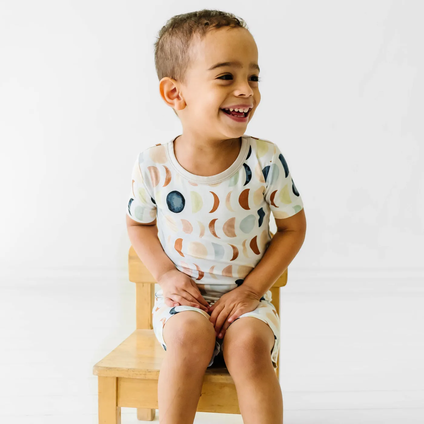 Luna Neutral Two-Piece Short Sleeve & Shorts Pajama Set