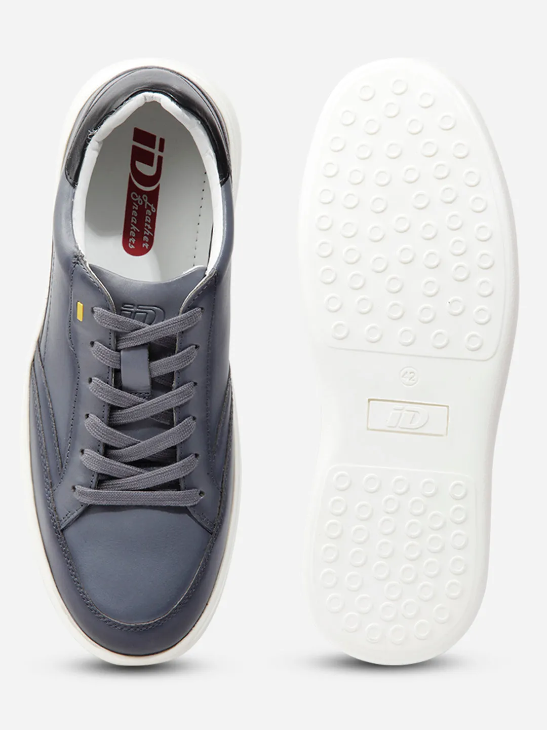 Men Grey Leather Sneaker (ID3091)