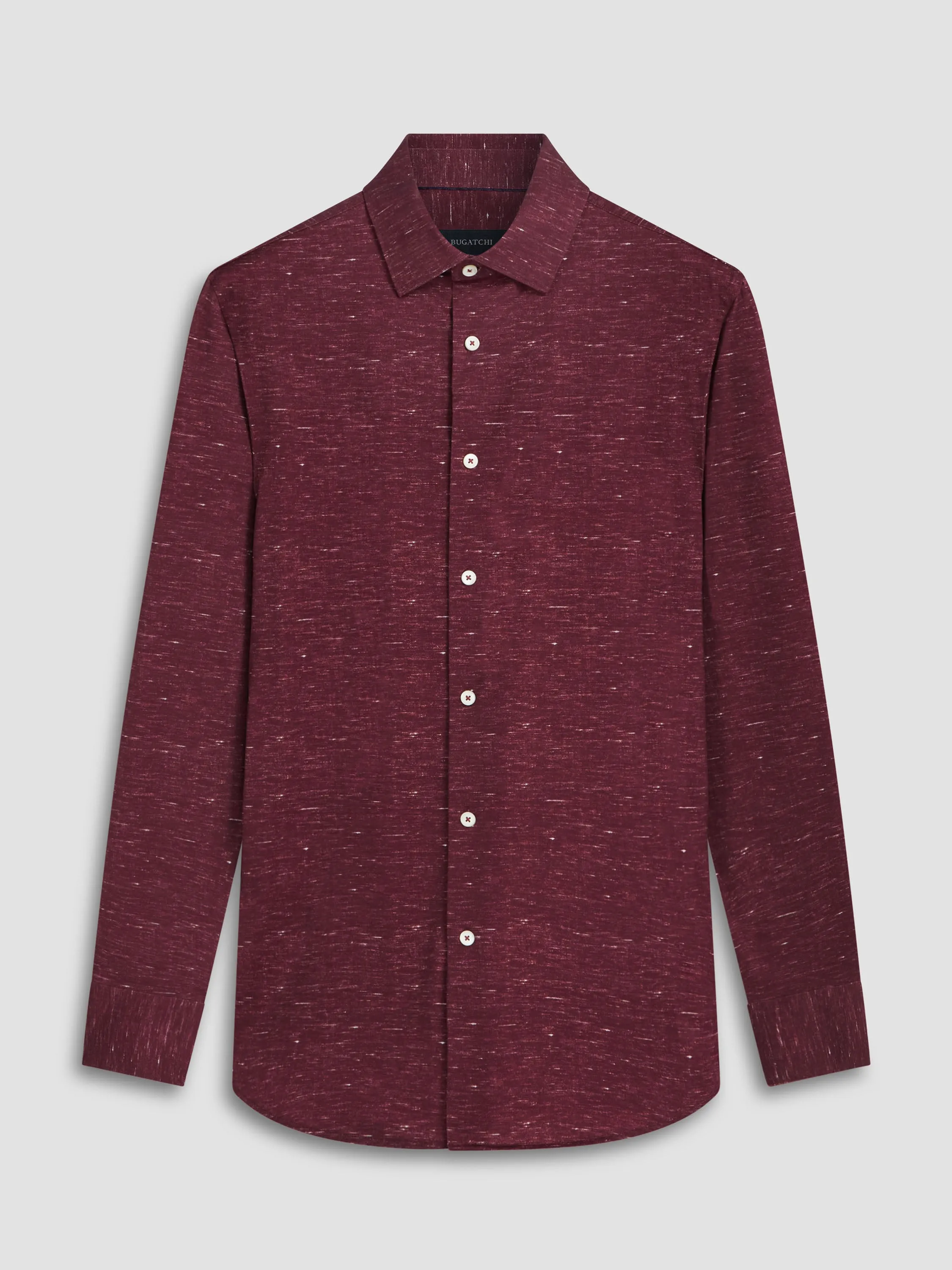 Men's Bugatchi | James Spread Collar OoohCotton Shirt | Cabernet