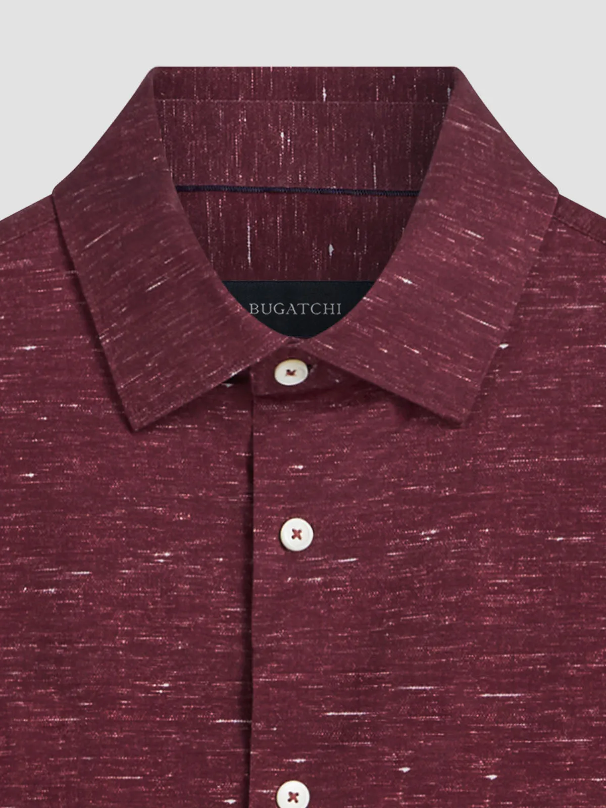 Men's Bugatchi | James Spread Collar OoohCotton Shirt | Cabernet