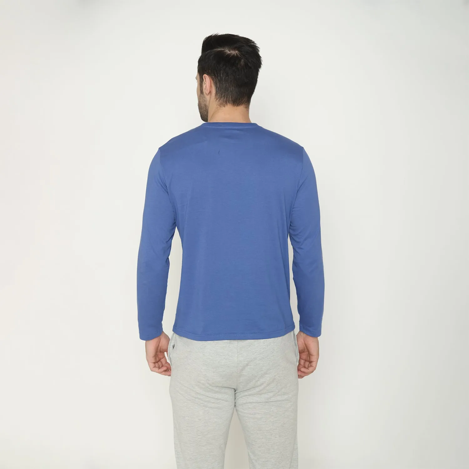 Men's Cotton Solid  Loungewear - Dutch Blue