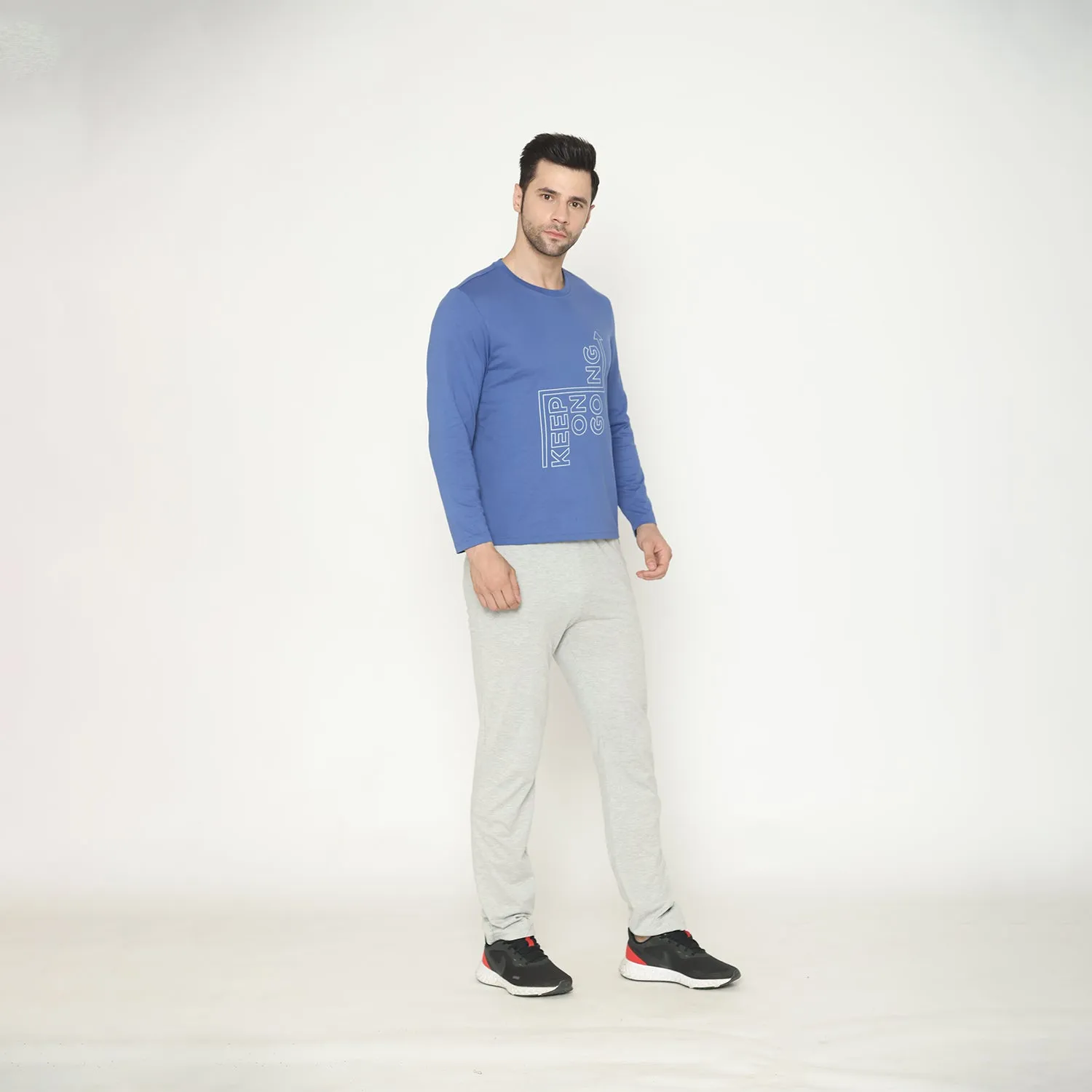 Men's Cotton Solid  Loungewear - Dutch Blue