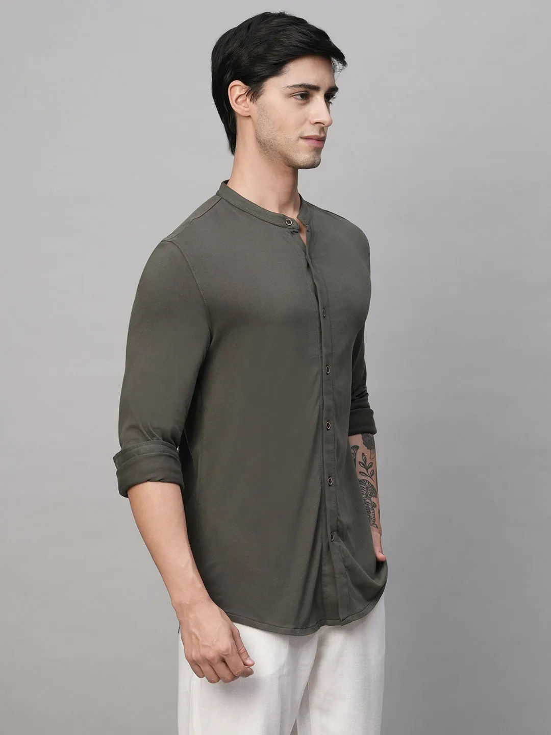 Men's Green Cotton Regular Fit Tshirt