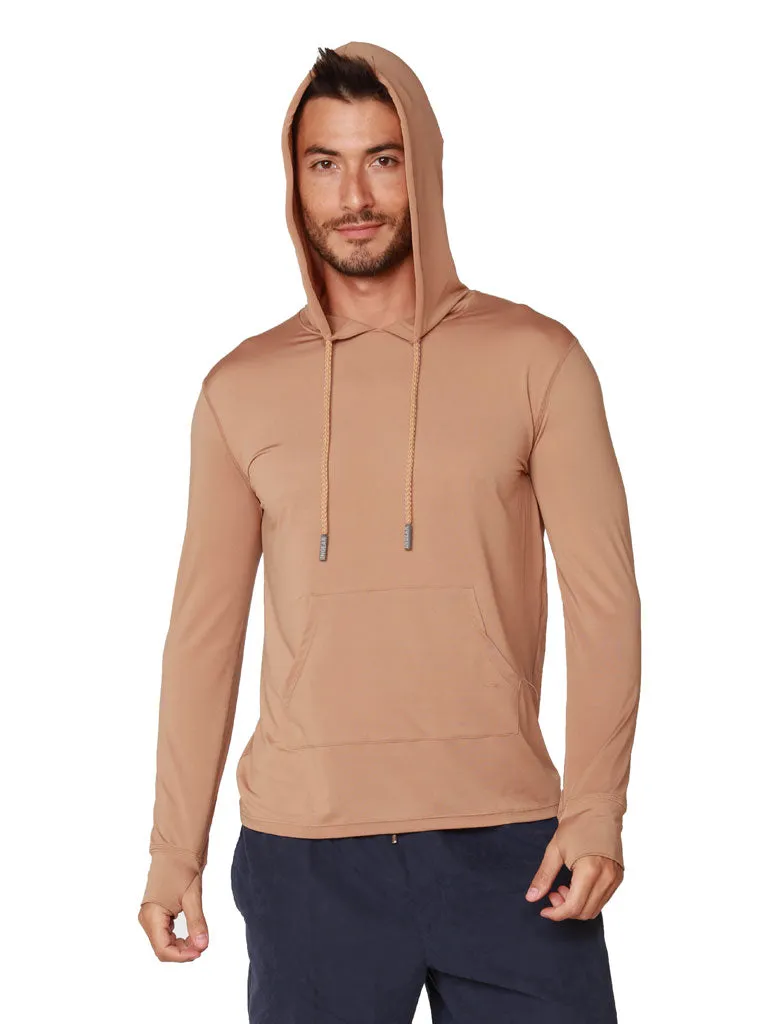 Men's Long Sleeve Hoodie tan color