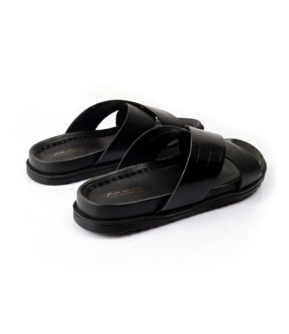 Milano Leather Slippers - Black