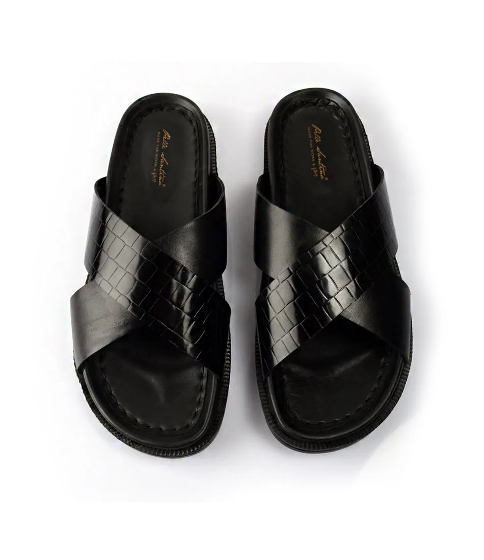 Milano Leather Slippers - Black