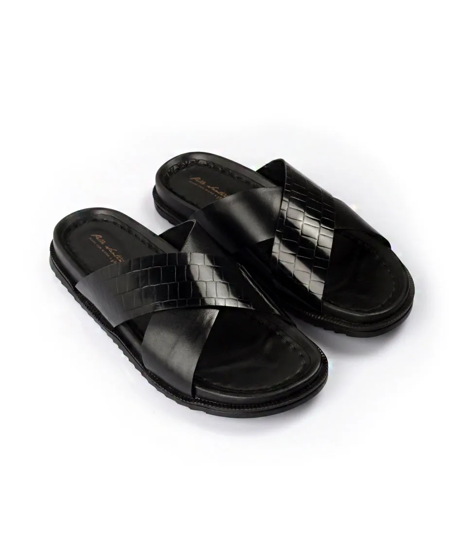 Milano Leather Slippers - Black